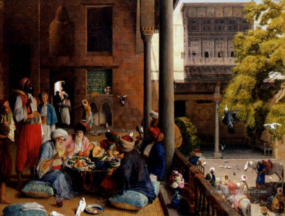 Le repas de midi Le Caire Oriental John Frederick Lewis Arabes Peintures à l'huile